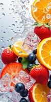 Fresh fruits and ice create a refreshing splash photo