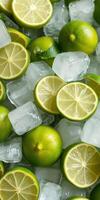 Fresh limes and ice cubes create a refreshing drink preparation setting for summer gatherings photo