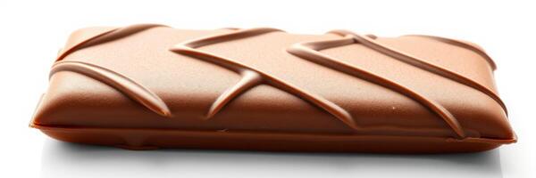 Delicious chocolate treat with a smooth texture and appealing design viewed from a side angle photo