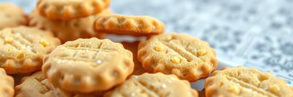 Freshly baked sweet biscuits arranged on a decorative plate for a delightful snack experience photo