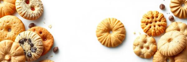 Assorted baked cookies displayed on a clean surface for an appetizing and inviting dessert showcase photo