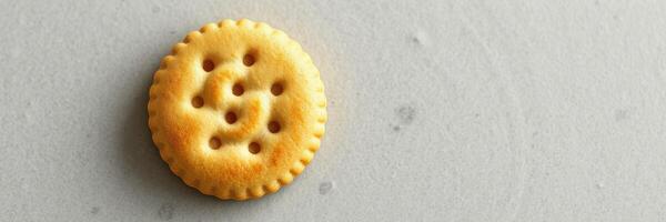 Unique cracker design on light gray surface, perfect for snack time or party appetizers with friends photo