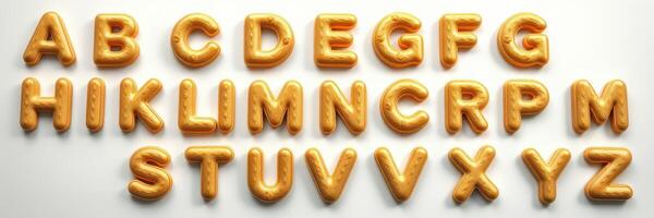 Colorful cookie letter shapes arranged in a playful layout for educational activities and creative baking ideas photo