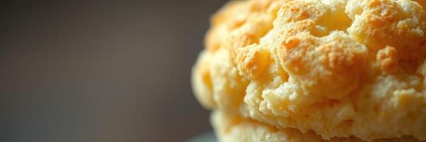 Freshly baked biscuit with a fluffy texture served on a plate, inviting and delicious for breakfast or snack time photo