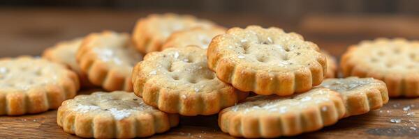 Delicious homemade cookies arranged on a wooden surface ready for serving at a cozy gathering photo