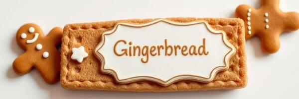 Festive gingerbread cookies displayed on a white surface for a holiday celebration in a cozy kitchen setting photo