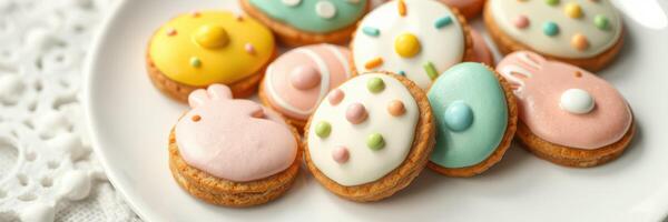 Decorative cookies arranged on a plate for a festive celebration during springtime photo