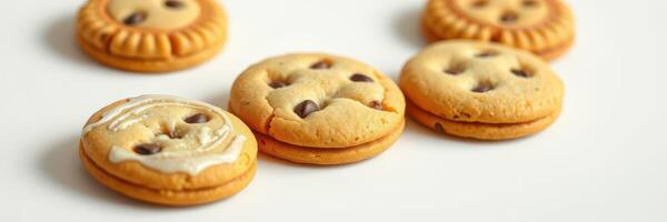 Variety of Delicious Cookies on White Plate with Unique Designs and Toppings photo