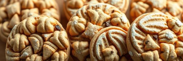 Delicious traditional cookies displayed on a wooden platter photo