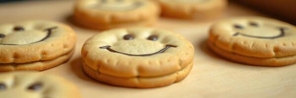 Smiling cookies arranged on a plate ready to delight everyone during a casual gathering or party photo