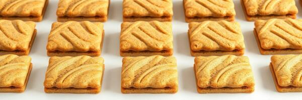 Deliciously arranged cookies on a white surface ready for presentation or consumption in a cozy kitchen setting photo