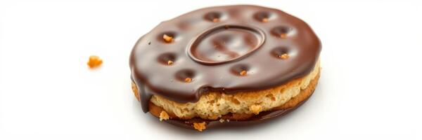 Chocolate covered biscuit with crispy texture and a smooth surface perfect for dessert lovers photo