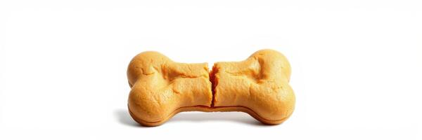 Crunchy dog bone treat on a white surface perfect for rewarding pets during training sessions and playtime photo