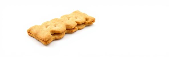 Homemade crispy snack biscuit on a white background ready for consumption or serving photo