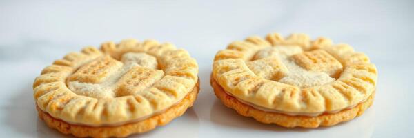 Unique round cookies with detailed patterns on a light background, showcasing intricate designs and textures photo