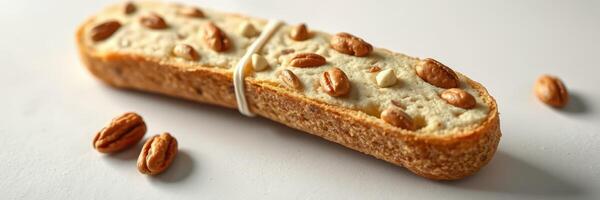 Unique baked treat featuring nuts arranged on a light surface ideal for dessert lovers photo