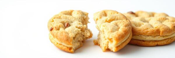 Freshly baked cookies broken apart showcasing texture and crumb in a bright setting photo