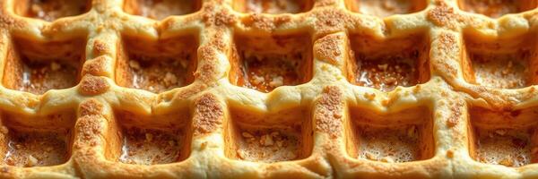 Delicious homemade waffles with golden crispy texture served warm for breakfast photo