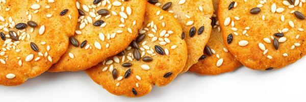 Savory cookies with sesame and flax seeds for a delicious snack option photo