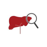 Magnifying glass and liver icon vector
