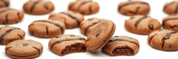 Cookies baked with chocolate drizzle create an inviting treat for dessert lovers and snack enthusiasts photo