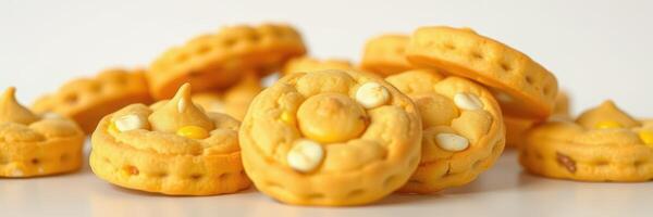 Colorful decorative cookies arranged artfully on a simple background showcasing creativity and baking skills photo