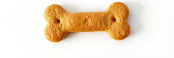 Delicious dog treat shaped like a bone resting on a light background photo