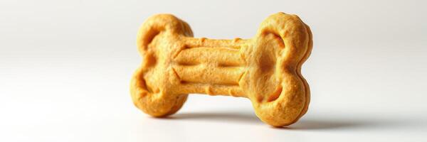 Delicious dog treat shaped like a bone, perfect for training or rewards at any time of day photo