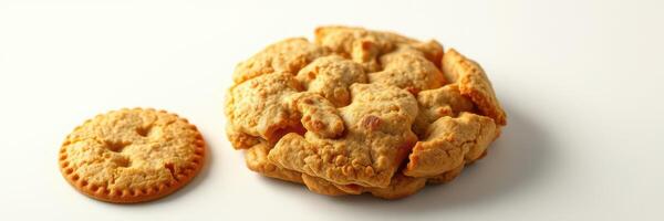 Unique cookie designs featuring a large, textured cookie alongside a smaller, patterned cookie on a white background photo