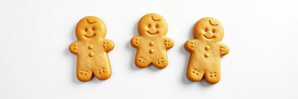 Gingerbread cookies arranged on a white surface ready for seasonal celebration and enjoyment during the holidays photo