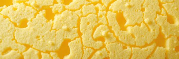 Close-up of textured yellow surface resembling sponge or organic material in natural light photo