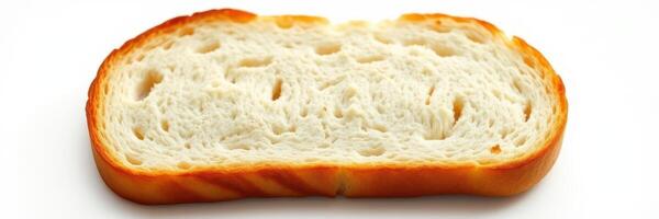 Soft white bread slice displayed against a plain background highlighting the texture and freshness of the loaf photo