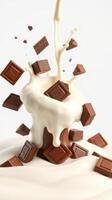 Chocolate and milk collide in a delightful splash of flavor and texture photo