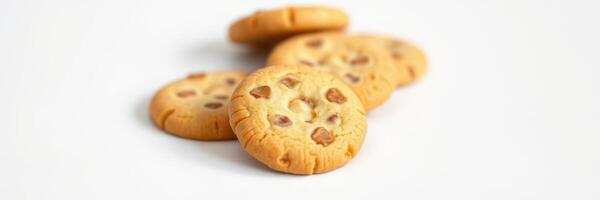 Freshly baked cookies displayed on a white surface, perfect for any dessert lover or gathering photo