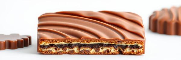 Delicious chocolate wafer with creamy filling shown alongside chocolate-covered cookies photo
