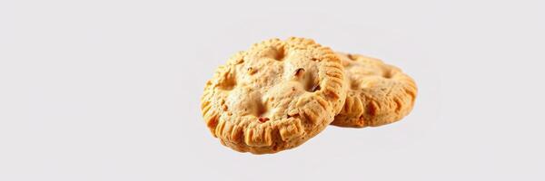 Freshly baked cookies resting on a light background create a tempting treat that is perfect for any time of day photo