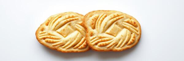 Delicious traditional biscuit from family recipe displayed on clean white background photo