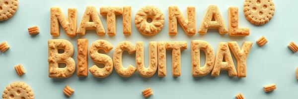 Celebration of National Biscuit Day with Biscuit Letters and Cookies photo