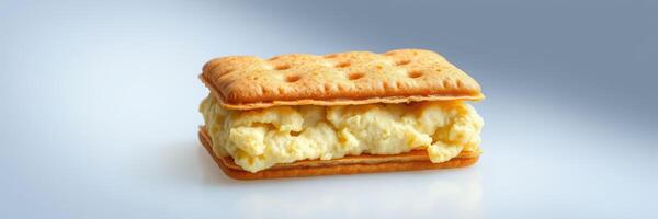 Delicious ice cream sandwich made with graham crackers, perfect for hot summer days at the beach or backyard parties photo