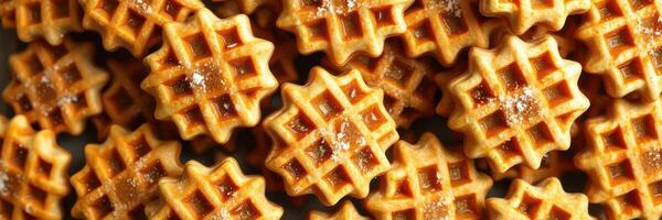 Delicious freshly baked waffles arranged in an attractive pattern for a delightful culinary experience photo
