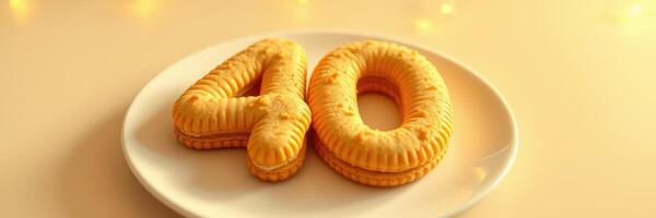 Celebratory dessert featuring cookies shaped as the number 40 for a birthday or anniversary celebration photo