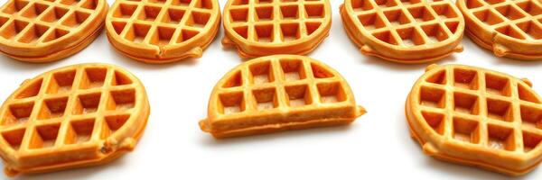 Delicious mini waffles arranged creatively on a white background ready to be served at breakfast or brunch gatherings photo