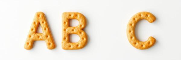 Enjoying playful snacks featuring alphabet-shaped cookies on a clean surface in bright light photo