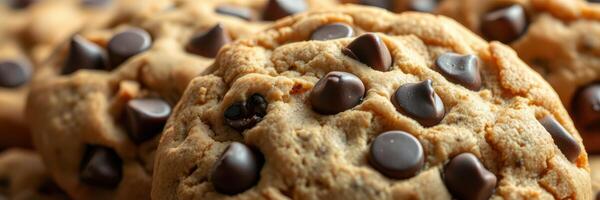 Delicious chocolate chip cookies freshly baked and ready to enjoy with family and friends in a cozy kitchen setting photo