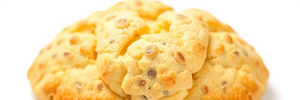 Deliciously baked cheesy bread roll with golden crust and savory flavor on a clean white background photo