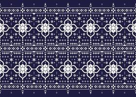 geometric and floral ethnic fabric seamless pattern, blue and white color, design for cloth, carpet, batik, wallpaper, wrapping etc. vector