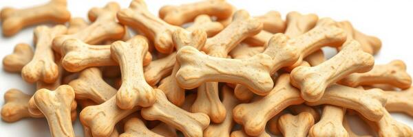 Assorted dog bones arranged for pet treats at a pet store or home setting photo