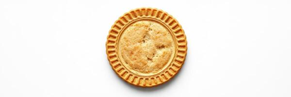 Delicious round cookie with a textured edge on a clean white surface ready to be enjoyed photo