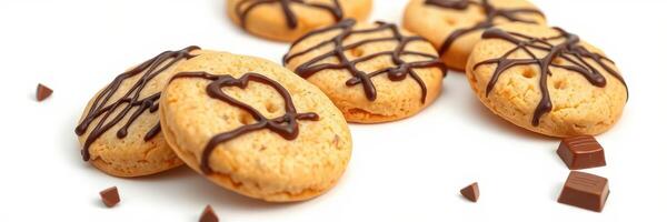Delicious cookie tray with chocolate drizzle showcasing homemade treats ready for dessert photo