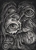 Visions of entanglement surreal art hand drawing on paper and make graphic . vector